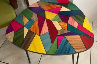 Table en marqueterie de paille