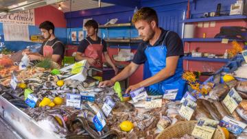 Etalage de poissons issus de la pêche de la Cotinière